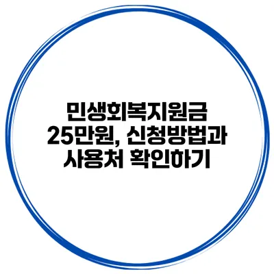 민생회복지원금 25만원, 신청방법과 사용처 확인하기