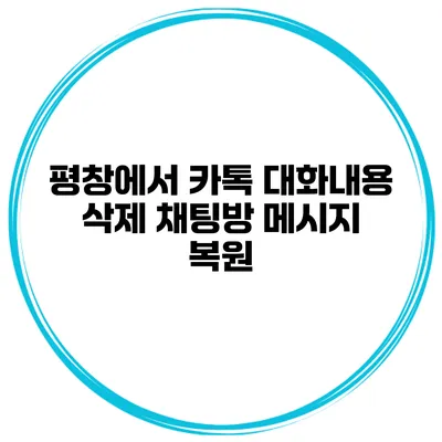 평창에서 카톡 대화내용 삭제 채팅방 메시지 복원