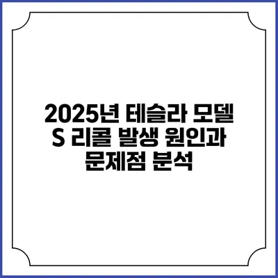 2025년 테슬라 모델 S 리콜: 발생 원인과 문제점 분석