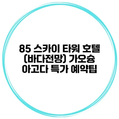 85 스카이 타워 호텔 (바다전망) 가오슝 아고다 특가 예약팁