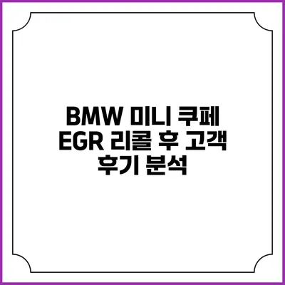 BMW 미니 쿠페 EGR 리콜 후 고객 후기 분석