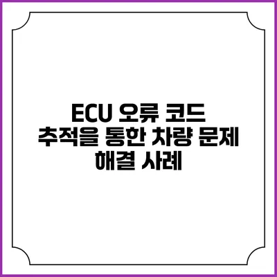 ECU 오류 코드 추적을 통한 차량 문제 해결 사례