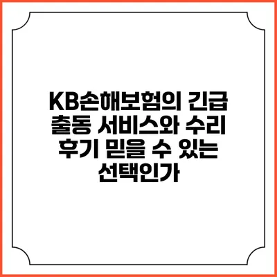 KB손해보험의 긴급 출동 서비스와 수리 후기: 믿을 수 있는 선택인가?