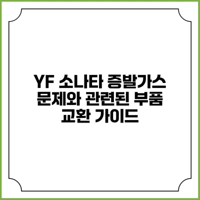 YF 소나타 증발가스 문제와 관련된 부품 교환 가이드