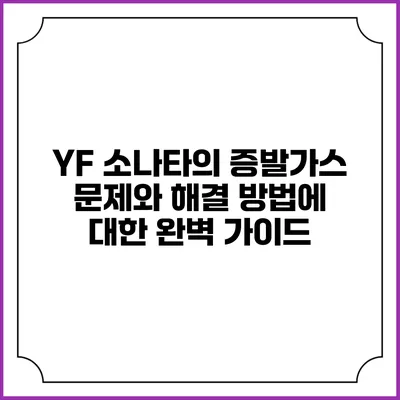 YF 소나타의 증발가스 문제와 해결 방법에 대한 완벽 가이드