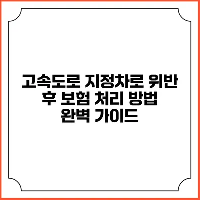 고속도로 지정차로 위반 후 보험 처리 방법 완벽 가이드