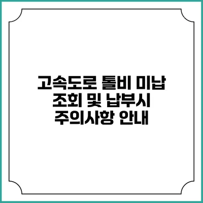 고속도로 톨비 미납 조회 및 납부시 주의사항 안내
