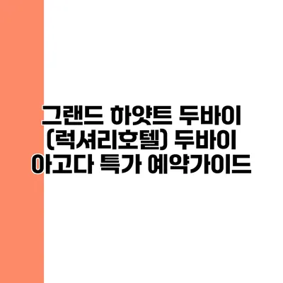 그랜드 하얏트 두바이 (럭셔리호텔) 두바이 아고다 특가 예약가이드
