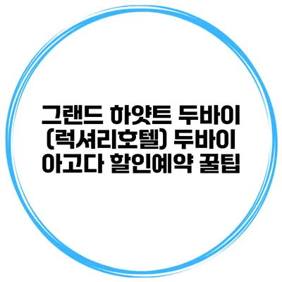 그랜드 하얏트 두바이 (럭셔리호텔) 두바이 아고다 할인예약 꿀팁