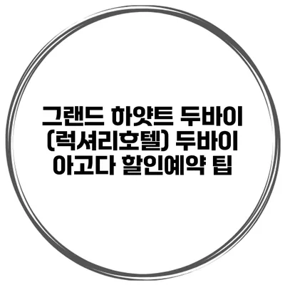 그랜드 하얏트 두바이 (럭셔리호텔) 두바이 아고다 할인예약 팁