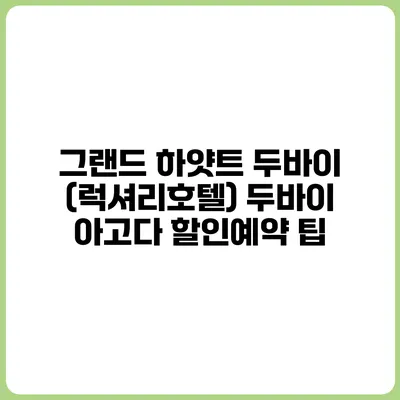 그랜드 하얏트 두바이 (럭셔리호텔) 두바이 아고다 할인예약 팁