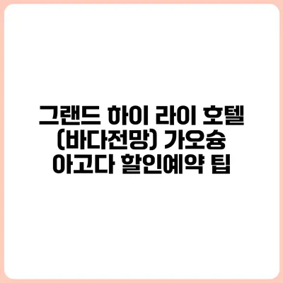 그랜드 하이 라이 호텔 (바다전망) 가오슝 아고다 할인예약 팁