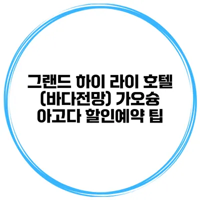 그랜드 하이 라이 호텔 (바다전망) 가오슝 아고다 할인예약 팁
