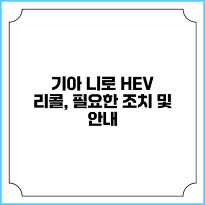 기아 니로 HEV 리콜, 필요한 조치 및 안내