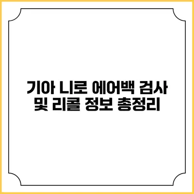 기아 니로 에어백 검사 및 리콜 정보 총정리