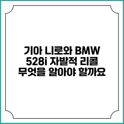 기아 니로와 BMW 528i 자발적 리콜: 무엇을 알아야 할까요?