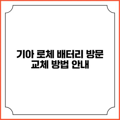 기아 로체 배터리 방문 교체 방법 안내