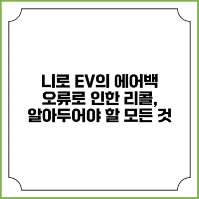 니로 EV의 에어백 오류로 인한 리콜, 알아두어야 할 모든 것