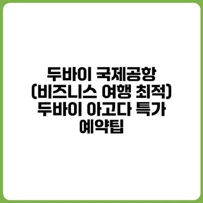 두바이 국제공항 (비즈니스 여행 최적) 두바이 아고다 특가 예약팁