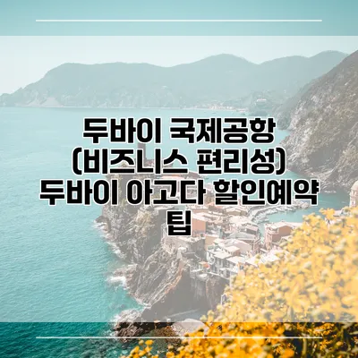 두바이 국제공항 (비즈니스 편리성) 두바이 아고다 할인예약 팁