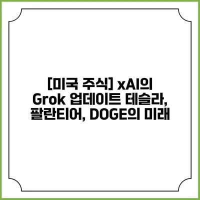 [미국 주식] xAI의 Grok 업데이트 테슬라, 팔란티어, DOGE의 미래