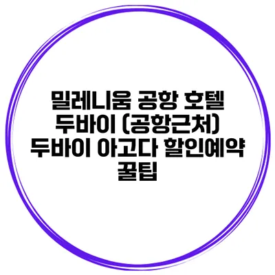 밀레니움 공항 호텔 두바이 (공항근처) 두바이 아고다 할인예약 꿀팁