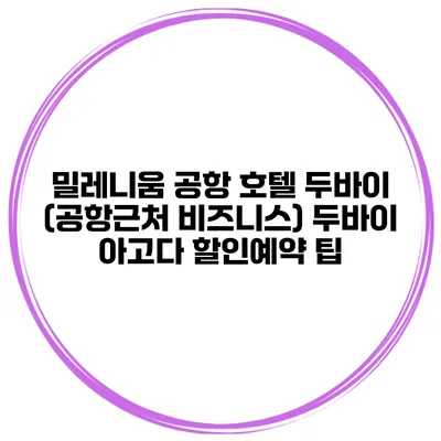 밀레니움 공항 호텔 두바이 (공항근처 비즈니스) 두바이 아고다 할인예약 팁