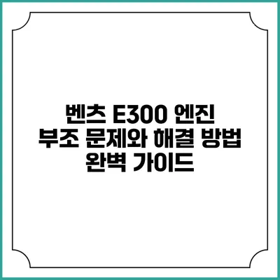벤츠 E300 엔진 부조 문제와 해결 방법 완벽 가이드