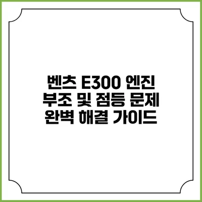 벤츠 E300 엔진 부조 및 점등 문제 완벽 해결 가이드