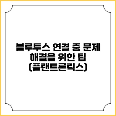 블루투스 연결 중 문제 해결을 위한 팁 (플랜트론릭스)