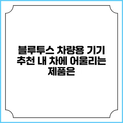 블루투스 차량용 기기 추천 내 차에 어울리는 제품은?