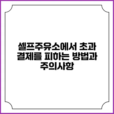 셀프주유소에서 초과 결제를 피하는 방법과 주의사항