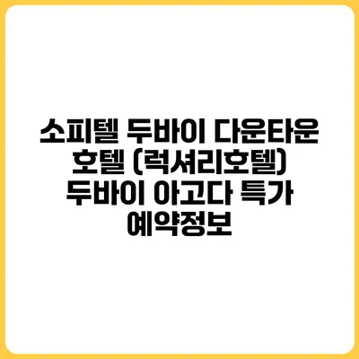소피텔 두바이 다운타운 호텔 (럭셔리호텔) 두바이 아고다 특가 예약정보