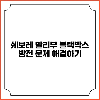 쉐보레 말리부 블랙박스 방전 문제 해결하기