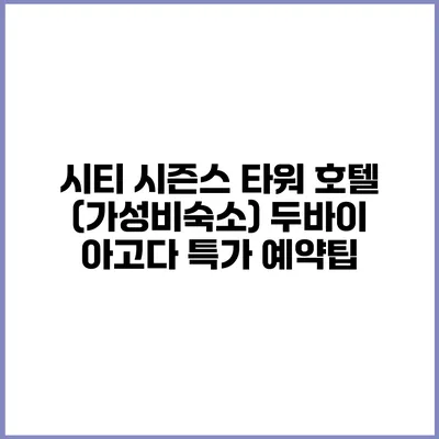 시티 시즌스 타워 호텔 (가성비숙소) 두바이 아고다 특가 예약팁