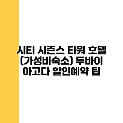 시티 시즌스 타워 호텔 (가성비숙소) 두바이 아고다 할인예약 팁