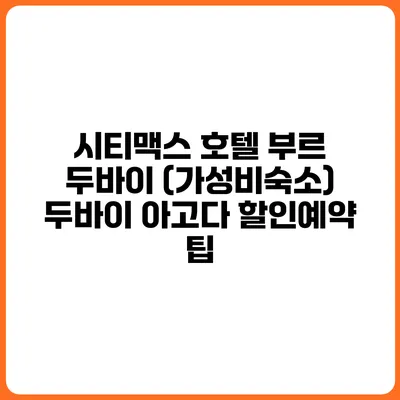 시티맥스 호텔 부르 두바이 (가성비숙소) 두바이 아고다 할인예약 팁