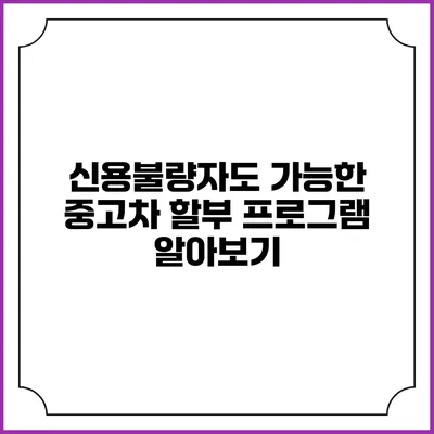 신용불량자도 가능한 중고차 할부 프로그램 알아보기