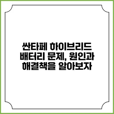 싼타페 하이브리드 배터리 문제, 원인과 해결책을 알아보자