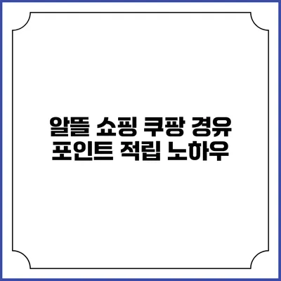 알뜰 쇼핑 쿠팡 경유 포인트 적립 노하우