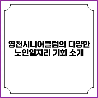 영천시니어클럽의 다양한 노인일자리 기회 소개