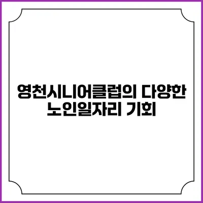 영천시니어클럽의 다양한 노인일자리 기회