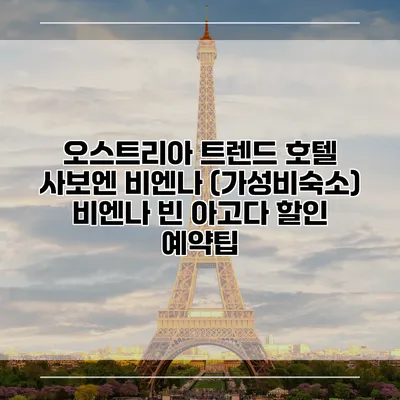 오스트리아 트렌드 호텔 사보엔 비엔나 (가성비숙소) 비엔나 빈 아고다 할인 예약팁