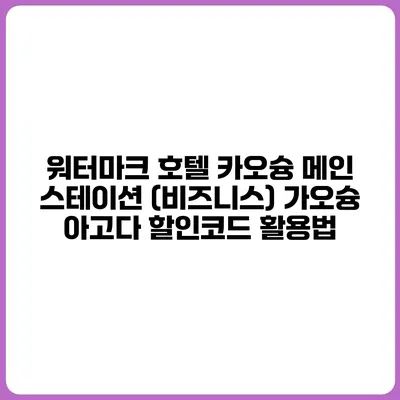 워터마크 호텔 카오슝 메인 스테이션 (비즈니스) 가오슝 아고다 할인코드 활용법