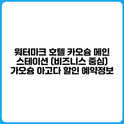 워터마크 호텔 카오슝 메인 스테이션 (비즈니스 중심) 가오슝 아고다 할인 예약정보