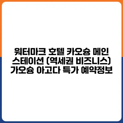 워터마크 호텔 카오슝 메인 스테이션 (역세권 비즈니스) 가오슝 아고다 특가 예약정보