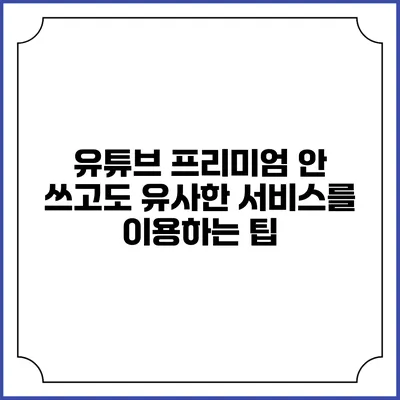유튜브 프리미엄 안 쓰고도 유사한 서비스를 이용하는 팁