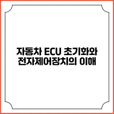 자동차 ECU 초기화와 전자제어장치의 이해
