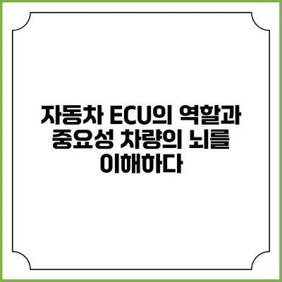 자동차 ECU의 역할과 중요성: 차량의 뇌를 이해하다