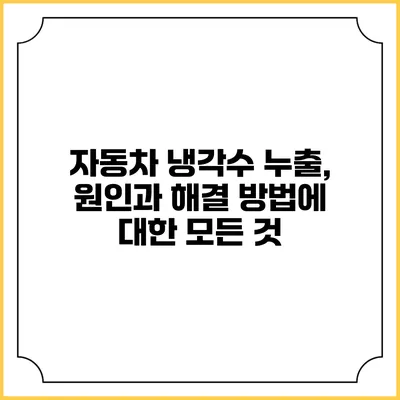 자동차 냉각수 누출, 원인과 해결 방법에 대한 모든 것